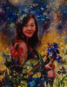 James-Wu-Mixed media-painting-Connie in the Garden